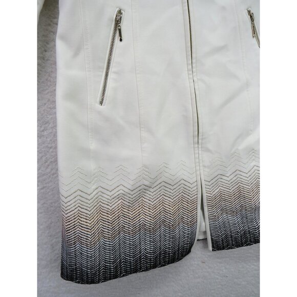 White House Black Market Jacket Womens XS White Ombre Chevron Zip Pockets Lined - Picture 4 of 10
